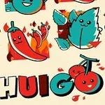 かわいらしいフルーツと野菜のキャラクターが描かれたポップなデザインのイラスト。