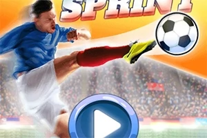 青いユニフォームを着たサッカー選手がボールをキックしている。