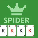 緑の背景に「SPIDER」の文字と4枚の「K」のカードが並んでいる画像。