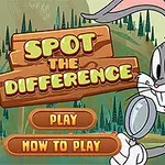 ウサギのキャラクターが虫眼鏡を持ち、木の板に「SPOT THE DIFFERENCE」と書かれた背景のイラスト。