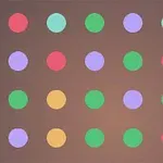 色とりどりの円がグリッド状に並んでいる画像。
