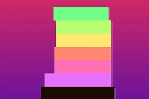 カラフルな長方形のブロックが積み重なっているイラスト。