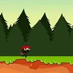 森の背景を背に、草の上に立っている黒い服を着た忍者キャラクター。