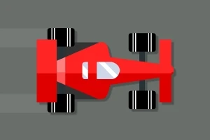 赤いレーシングカーがダークグレーの背景で上から描かれています。