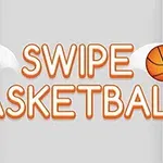 バスケットボールのイラストと「SWIPE BASKETBALL」の文字が中央に配置されたデザイン。