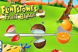 緑の背景にスライスされたココナッツやオレンジ、いちご、パイナップルが配置されているイラスト。
