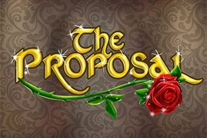 金色の文字「The Proposal」とバラのイラストが描かれた装飾的な背景。