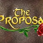 金色の文字「The Proposal」とバラのイラストが描かれた装飾的な背景。