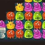 カラフルでコミカルなモンスターたちがピラミッド型に配置されている。