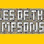 黄色の背景に「TILES OF THE SIMPSONS」と描かれた文字が多数の小さなタイルで構成されている画像。