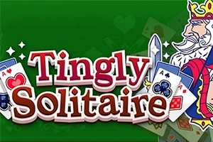緑の背景に「Tingly Solitaire」の文字と、横にトランプを持つ王様のイラスト。