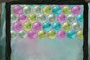 色とりどりの泡が上部に並んでいるシンプルなデザインのイラスト。