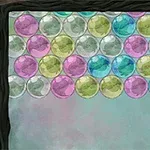 色とりどりの泡が上部に並んでいるシンプルなデザインのイラスト。