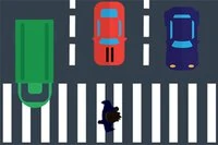 This pedestrian lives eternally trapped in a zebra crossing