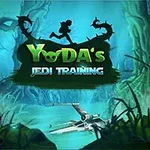 青い霧に包まれた森の中に宇宙船と「Yodas Jedi Training」という文字が浮かび上がっている。