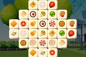 様々な食べ物の絵が描かれているタイルが格子状に配置されている。