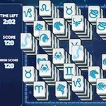 タイルに描かれた12星座のシンボルが並んでいる。