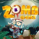 墓場に立つ小さなゾンビのキャラクターと「ZOMBIE GEMS」というタイトルが描かれた画像。