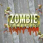 ゾンビのイラストが背景に散らばり、中央に「ZOMBIE GETAWAY」の文字が配置されています。